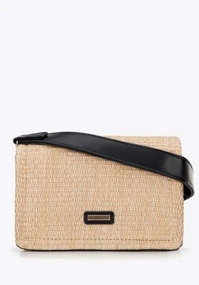 Damska crossbody z plecionki beżowo - czarna Wittchen