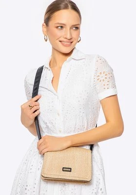 Damska crossbody z plecionki beżowo - czarna Wittchen