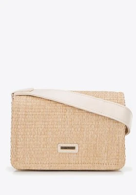 Damska crossbody z plecionki beżowo - kremowa Wittchen
