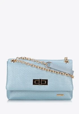 Damska crossbody z plecionki na łańcuszku niebieska Wittchen