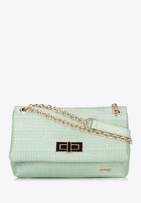 Damska crossbody z plecionki na łańcuszku zielona Wittchen