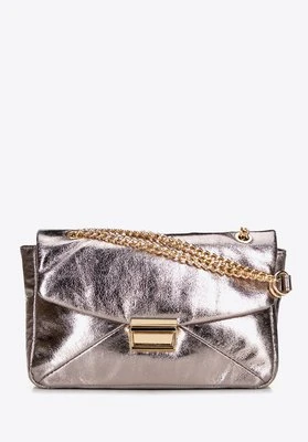 Damska crossbody z połyskującej ekoskóry szara Wittchen