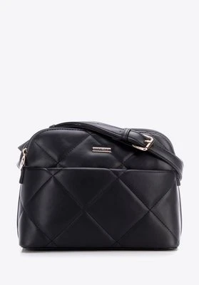 Damska crossbody z przeszyciami ekoskóra czarno - złota Wittchen