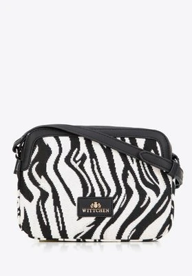 Damska crossbody z żakardu i ekoskóry biało - czarna Wittchen