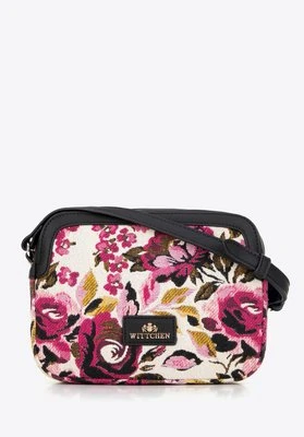 Damska crossbody z żakardu i ekoskóry biało - różowa Wittchen