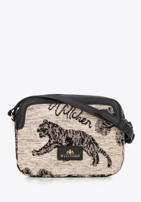 Damska crossbody z żakardu i ekoskóry kremowo - czarna Wittchen