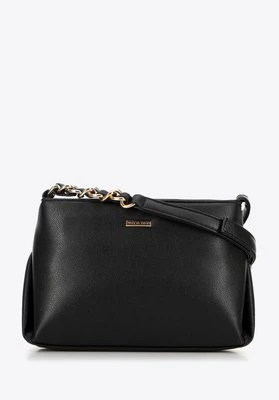 Damska crossbody ze skóry ekologicznej z łańcuszkiem czarna Wittchen