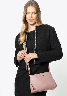 Damska crossbody ze skóry ekologicznej z łańcuszkiem różowa Wittchen