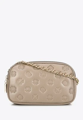 Damska crossbody ze skóry na łańcuszku beżowa Wittchen