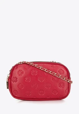 Damska crossbody ze skóry na łańcuszku malinowa Wittchen