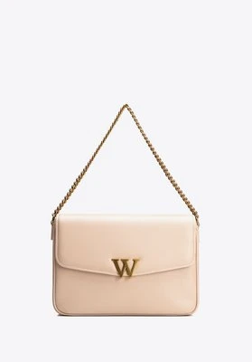 Damska crossbody ze skóry z dekoracyjnym zapięciem beżowa Wittchen