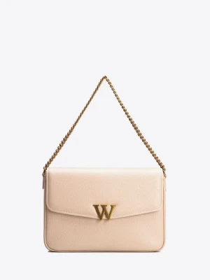 Damska crossbody ze skóry z dekoracyjnym zapięciem beżowa Wittchen
