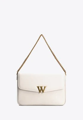Damska crossbody ze skóry z dekoracyjnym zapięciem kremowa Wittchen