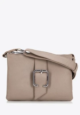 Damska crossbody ze skóry z klamrą beżowa Wittchen