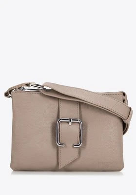 Damska crossbody ze skóry z klamrą beżowa Wittchen