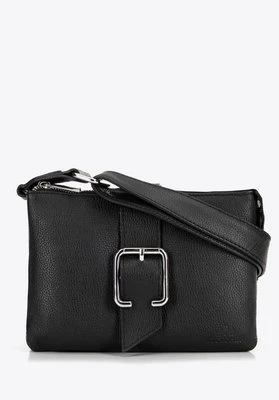 Damska crossbody ze skóry z klamrą czarna Wittchen