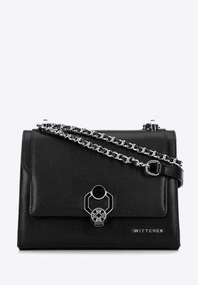 Damska crossbody ze skóry z ozdobną klamrą czarno - srebrna Wittchen