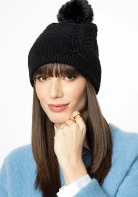 Damska czapka z delikatnym pomponem czarna Wittchen
