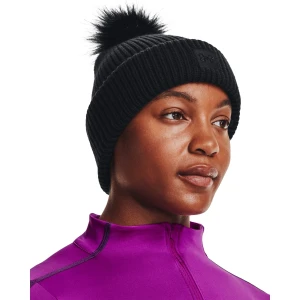 Damska czapka zimowa Under Armour UA Halftime Ribbed Pom - czarna