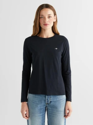 Damska czarna koszulka z długim rękawem GANT