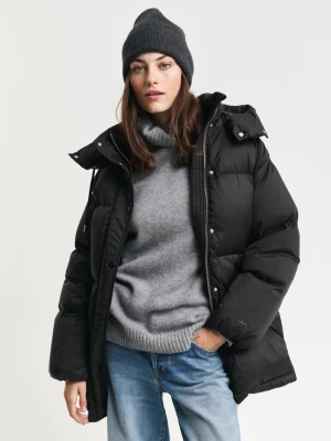 Damska czarna kurtka puchowa średniej długości GANT