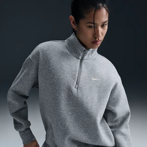 Damska długa bluza dresowa o kroju oversize z zamkiem 1/4 Nike Sportswear Phoenix Fleece - Szary