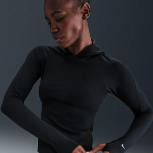 Damska dopasowana koszulka z długim rękawem i kapturem Dri-FIT Nike Universa - Czerń