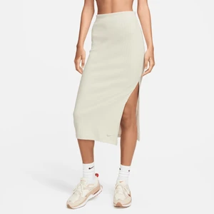 Damska dopasowana spódnica midi Nike Sportswear Chill Rib - Brązowy