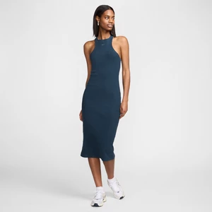 Damska dopasowana sukienka midi bez rękawów Nike Sportswear Chill Knit - Niebieski
