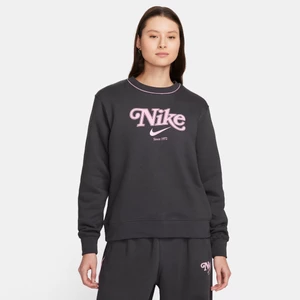 Damska dzianinowa bluza dresowa z półokrągłym dekoltem Nike Sportswear - Szary