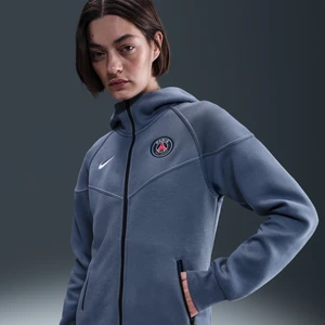 Damska dzianinowa bluza piłkarska z kapturem i zamkiem na całej długości Nike Paris Saint-Germain Tech Windrunner - Niebieski