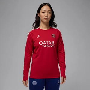 Damska dzianinowa koszulka piłkarska z półokrągłym dekoltem Jordan Dri-FIT Paris Saint-Germain Strike (wersja czwarta) - Czerwony