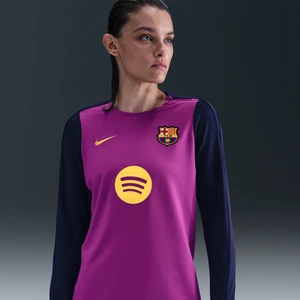 Damska dzianinowa koszulka piłkarska z półokrągłym dekoltem Nike Dri-FIT FC Barcelona Strike - Fiolet