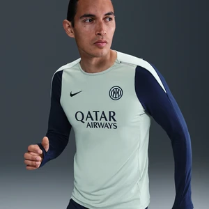 Damska dzianinowa koszulka piłkarska z półokrągłym dekoltem Nike Dri-FIT Inter Mediolan Strike - Szary