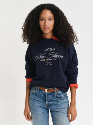 Damska granatowa bawełniana bluza z grafiką sailing crew GANT