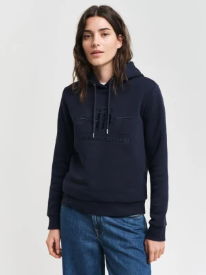 Damska granatowa bluza z kapturem z nadrukiem GANT