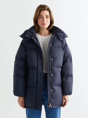 Damska granatowa kurtka puchowa średniej długości GANT