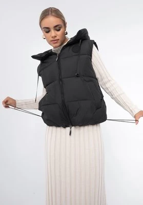 Damska kamizelka oversize pikowana czarna Wittchen