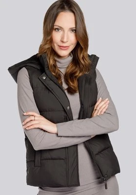 Damska kamizelka pikowana z odpinanym kapturem czarna Wittchen