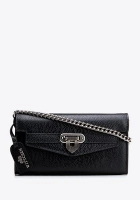 Damska kopertówka ze skóry naturalnej na łańcuszku czarna Wittchen