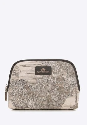 Damska kosmetyczka żakardowa wzorzysta beżowa Wittchen