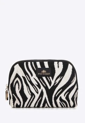 Damska kosmetyczka żakardowa wzorzysta biało - czarna Wittchen