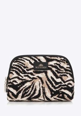 Damska kosmetyczka żakardowa wzorzysta czarno - brązowy Wittchen