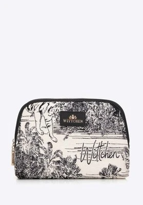 Damska kosmetyczka żakardowa wzorzysta czarno - kremowa Wittchen