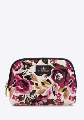 Damska kosmetyczka żakardowa wzorzysta różowo - czarna Wittchen