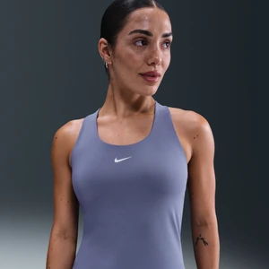 Damska koszulka bez rękawów lub stanik sportowy z wkładkami i średnim wsparciem Nike Swoosh - Niebieski