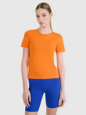 Damska koszulka do biegania 4F 4FWSS25TFTSF1266 - pomarańczowa