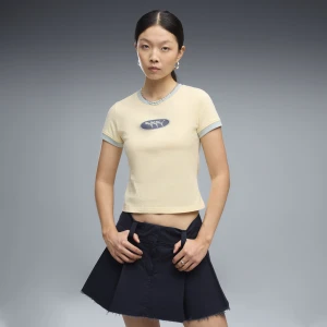 Damska koszulka FUTURE.PUMA.ARCHIVE Slim Graphic Ringer, Odzież, Żółty