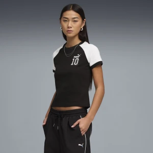 Damska koszulka FUTURE.PUMA.ARCHIVE z lamówką o wąskim kroju, Odzież, Czarny,
