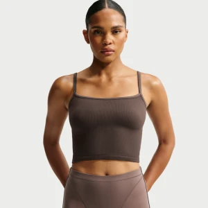 Damska koszulka na cienkich ramiączkach NikeSKIMS Ribbed Seamless - Brązowy